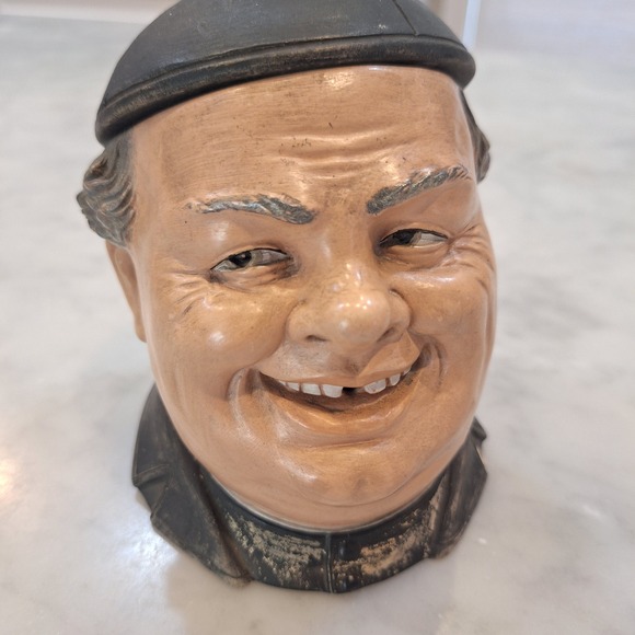 bernard bloch tobacco jar Five late C19th/early C20th novelty figural jars by modelled as human heads: t Bernard Bloch Austrian Majolica Frog